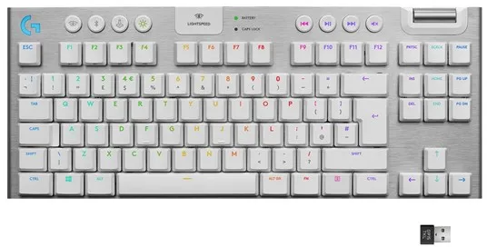 Logitech G915 TKL LIGHTSPEED Trådlöst GL Tactile - Speltangentbord - Utan Numpad - Nordisk - Vit